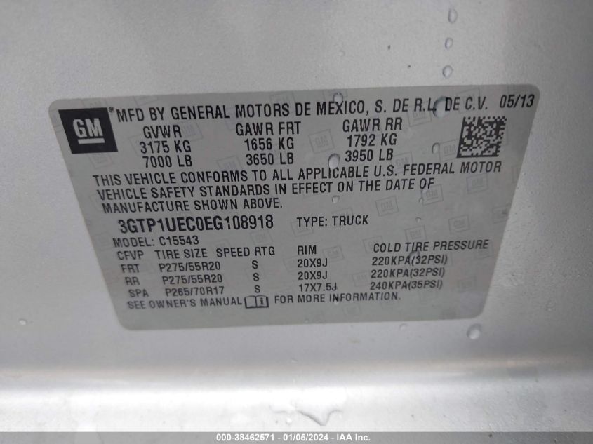 2014 GMC SIERRA 1500 SLE - 3GTP1UEC0EG108918