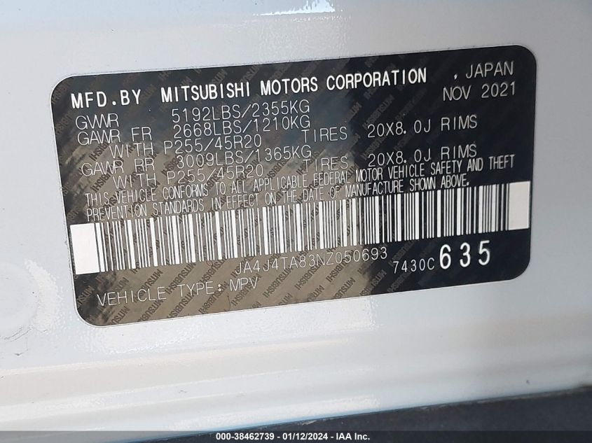 2022 MITSUBISHI OUTLANDER ES - JA4J4TA83NZ050693