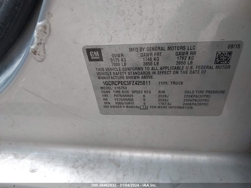 2015 CHEVROLET SILVERADO 1500 LS - 1GCRCPEC3FZ425811