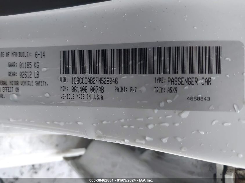 2015 CHRYSLER 200 LIMITED - 1C3CCCAB2FN528046