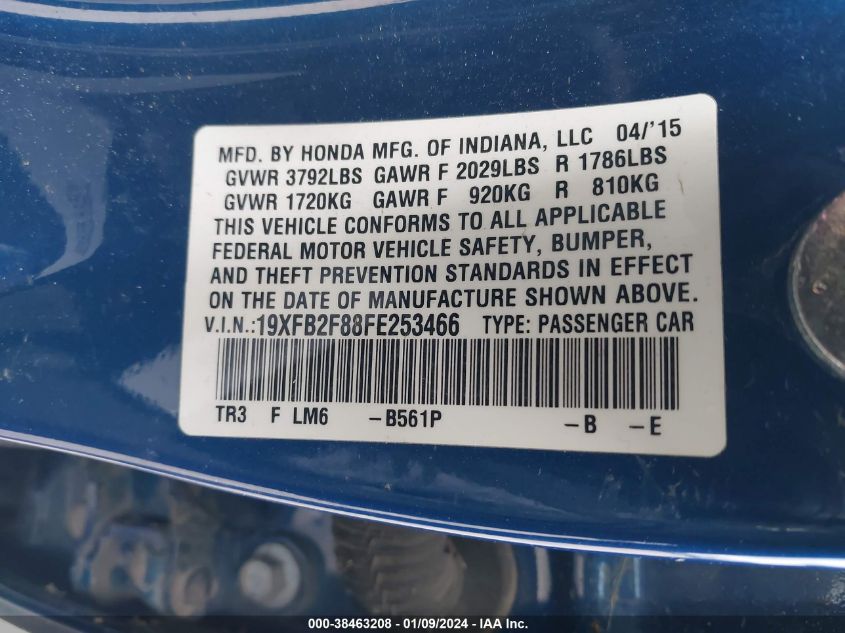 2015 HONDA CIVIC EX - 19XFB2F88FE253466