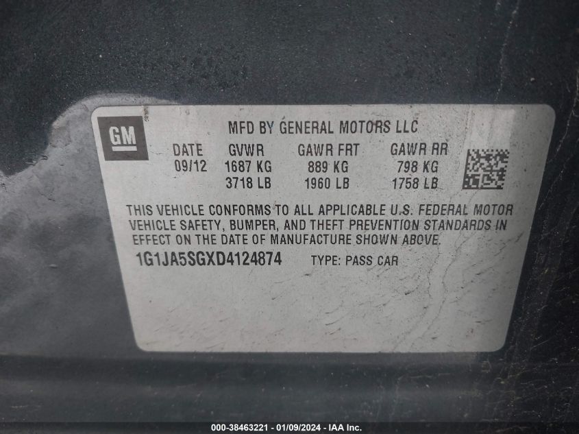 2013 CHEVROLET SONIC LS AUTO - 1G1JA5SGXD4124874