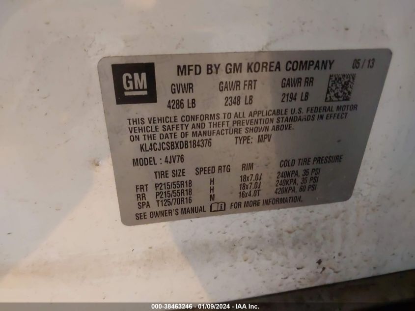 2013 BUICK ENCORE - KL4CJCSBXDB184376