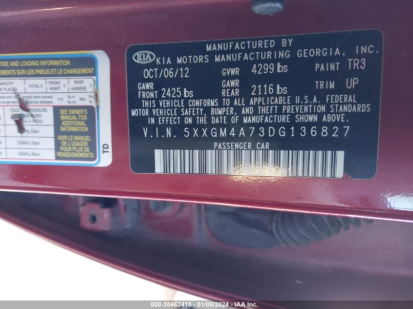 2013 KIA OPTIMA LX - 5XXGM4A73DG136827