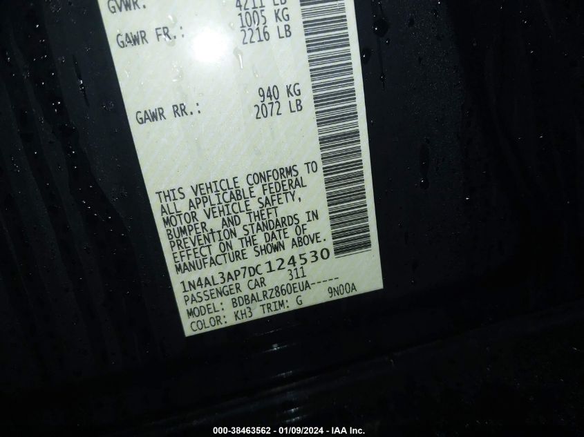 2013 NISSAN ALTIMA 2.5/S/SV/SL - 1N4AL3AP7DC124530