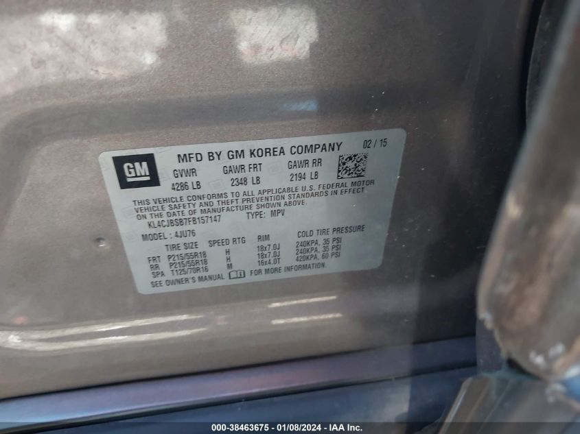 2015 BUICK ENCORE CONVENIENCE - KL4CJBSB7FB157147