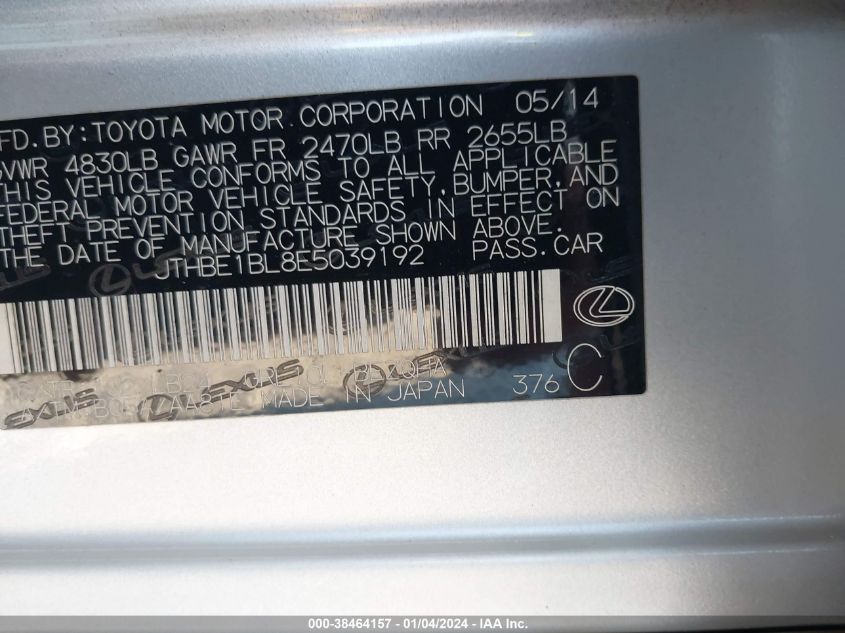 2014 LEXUS GS 350 - JTHBE1BL8E5039192