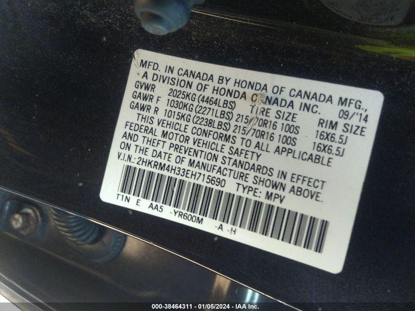 2014 HONDA CR-V LX - 2HKRM4H33EH715690