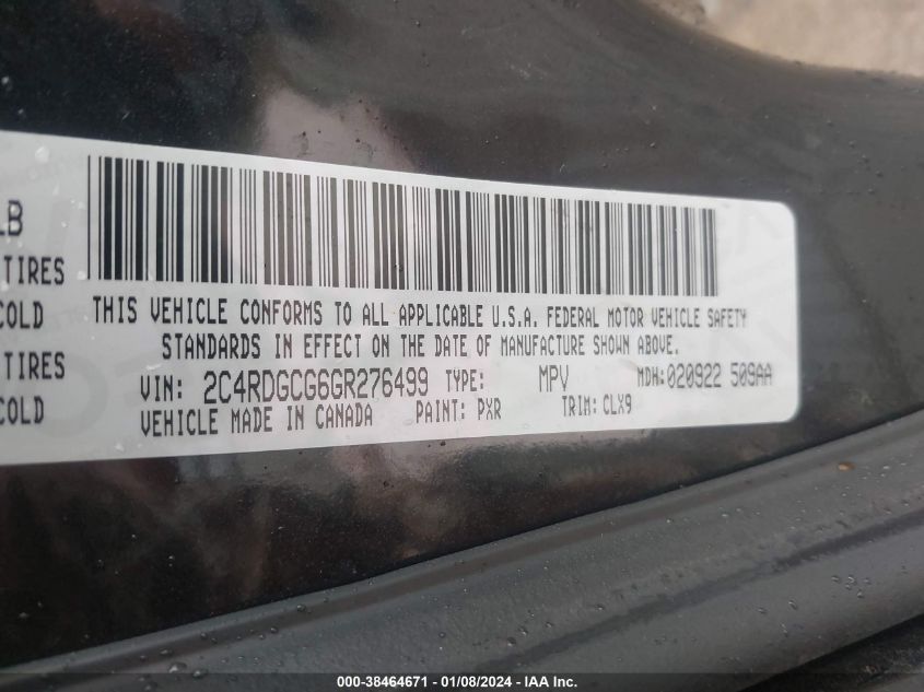 2016 DODGE GRAND CARAVAN - 2CURDGCG3GR276499