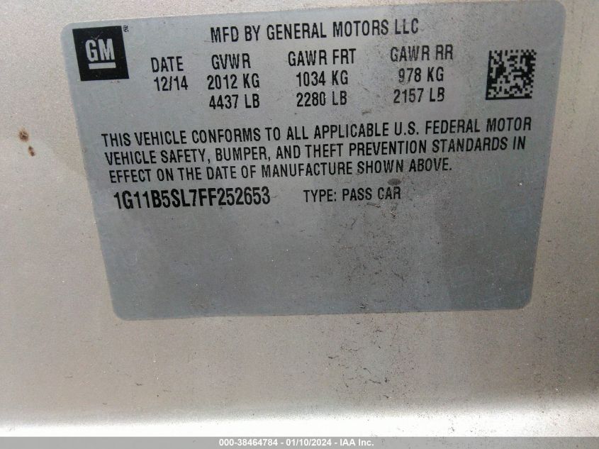 2015 CHEVROLET MALIBU LS - 1G11B5SL7FF252653