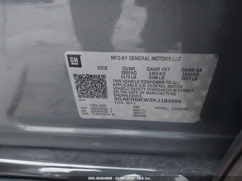 2019 BUICK ENCLAVE ESSENCE - 5GAERBKW2KJ184994