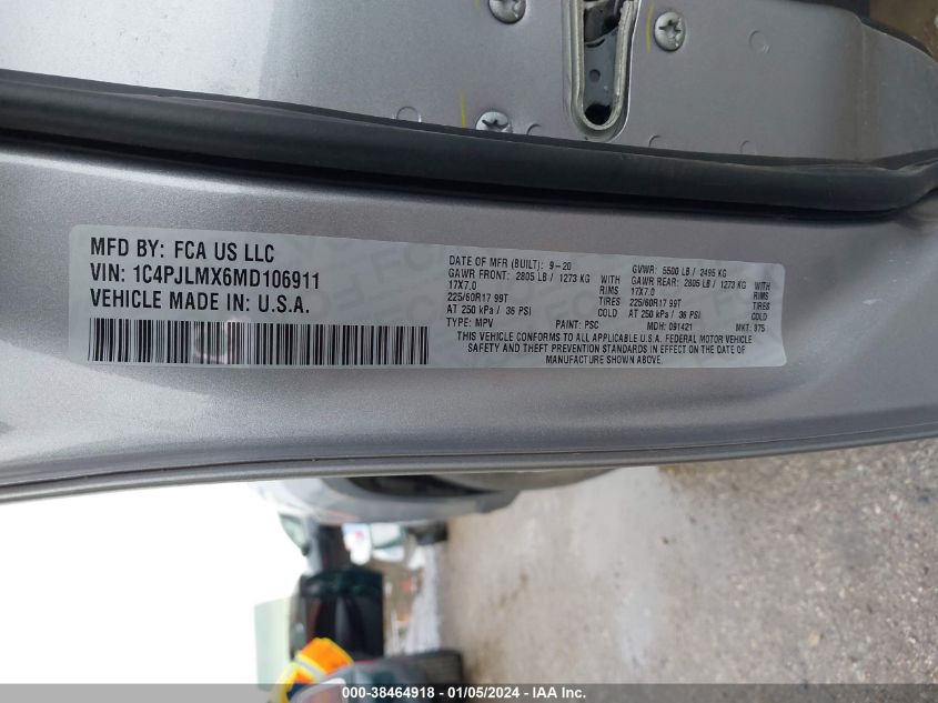 2021 JEEP CHEROKEE LATITUDE LUX - 1C4PJLMX6MD106911