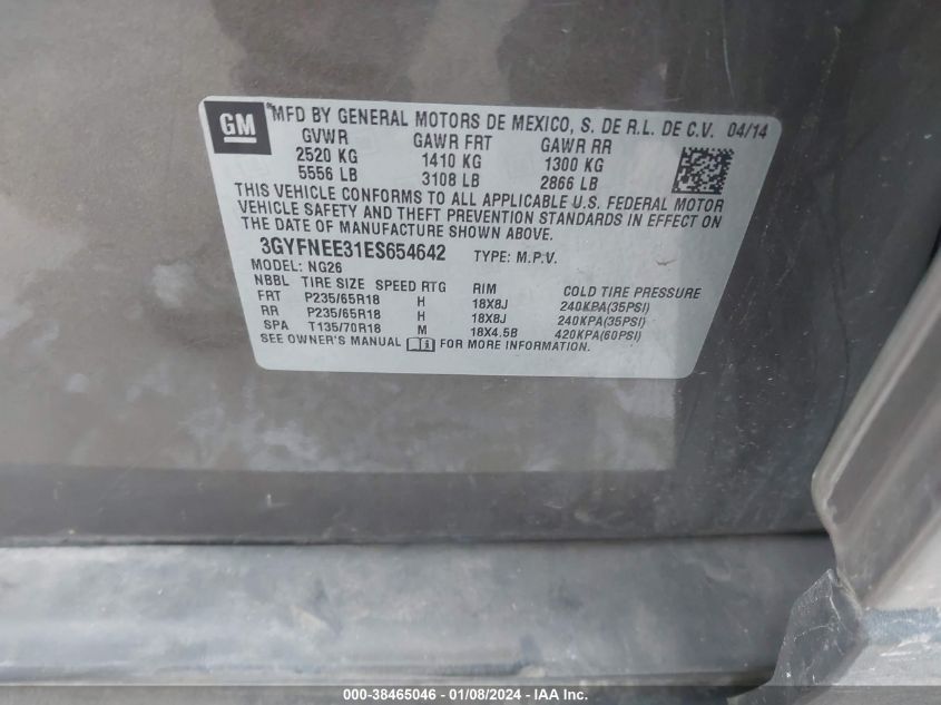 2014 CADILLAC SRX LUXURY COLLECTION - 3GYFNEE31ES654642
