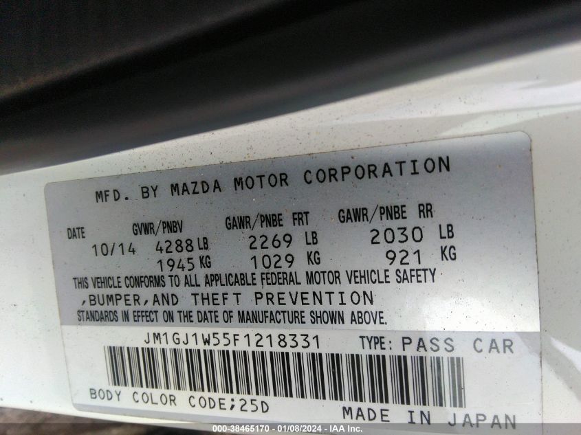 2015 MAZDA MAZDA6 I GRAND TOURING - JM1GJ1W55F1218331