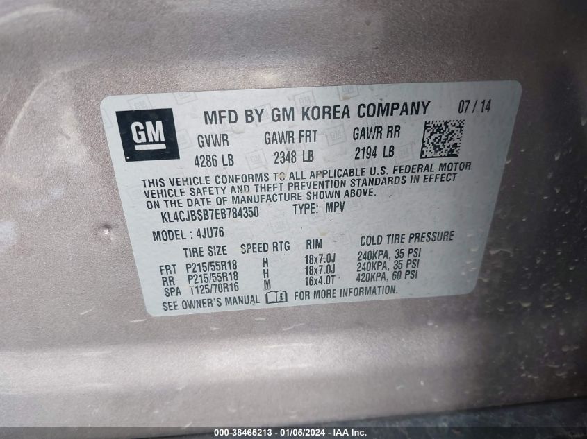 2014 BUICK ENCORE CONVENIENCE - KL4CJBSB7EB784350