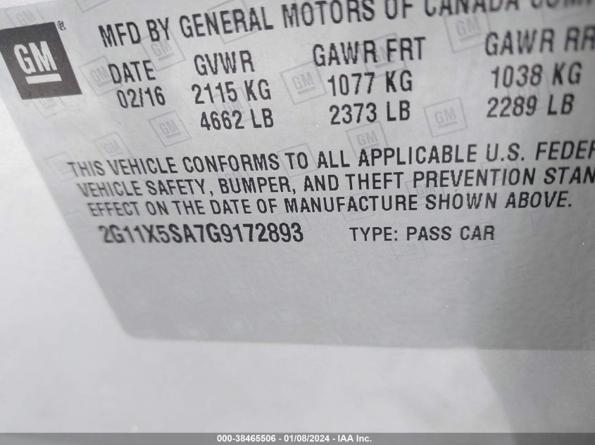 2016 CHEVROLET IMPALA LS - 2G11X5SA7G9172893