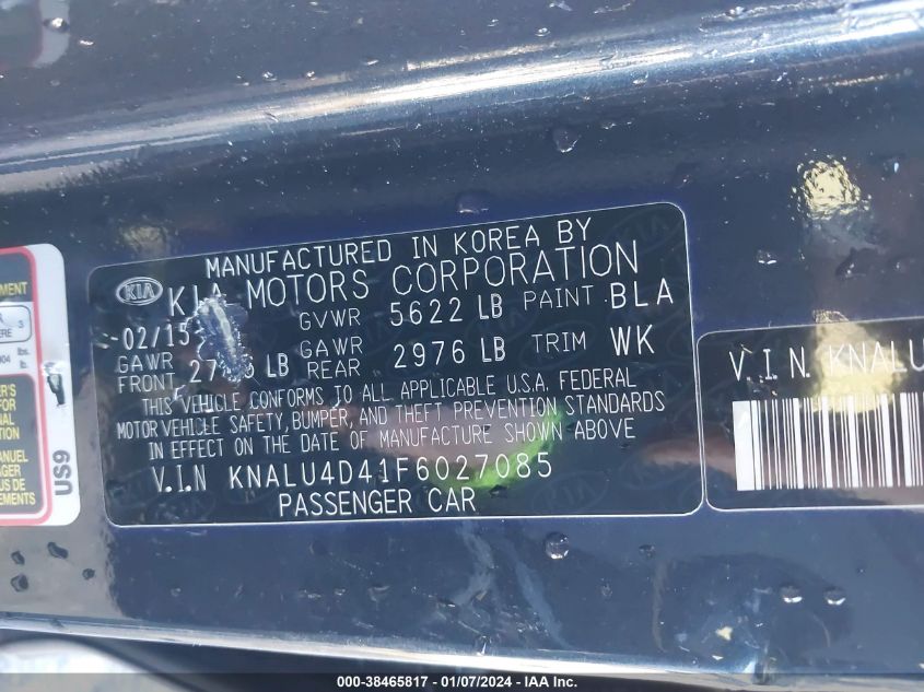 2015 KIA K900 KNALU4D41F6027085
