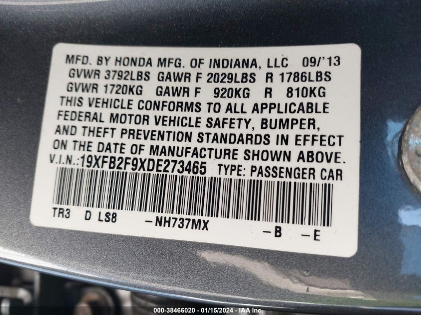 2013 HONDA CIVIC EX-L - 19XFB2F9XDE273465