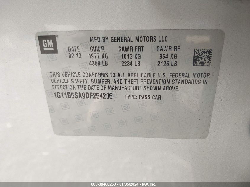 2013 CHEVROLET MALIBU 1LS - 1G11B5SA9DF254206