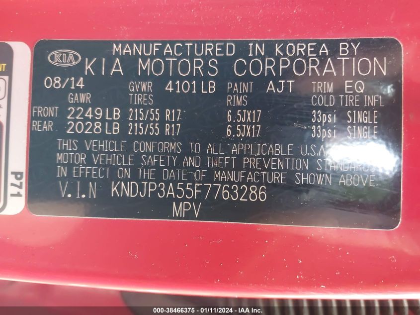 2015 KIA SOUL + - KNDJP3A55F7763286