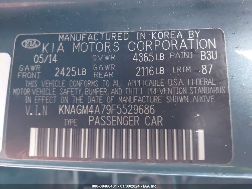 2015 KIA OPTIMA LX - KNAGM4A79F5529686