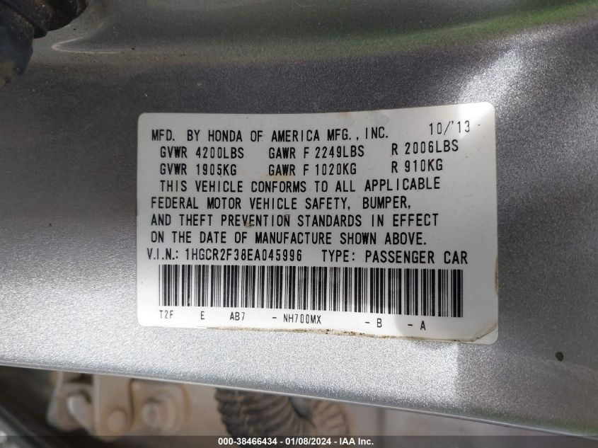 2014 HONDA ACCORD LX - 1HGCR2F38EA045996