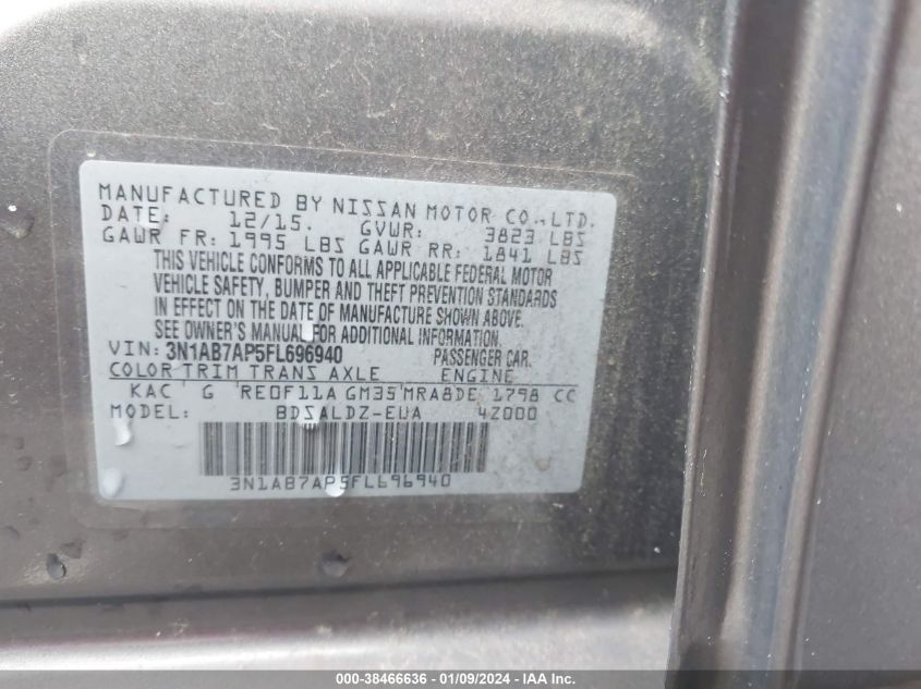 2015 NISSAN SENTRA SV - 3N1AB7AP5FL696940