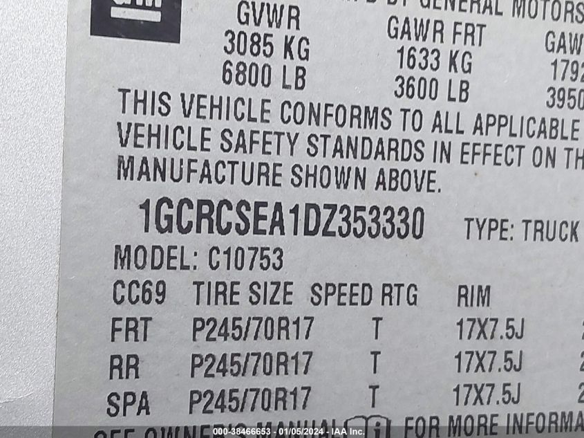 2013 CHEVROLET SILVERADO 1500 LT - 1GCRCSEA1DZ353330