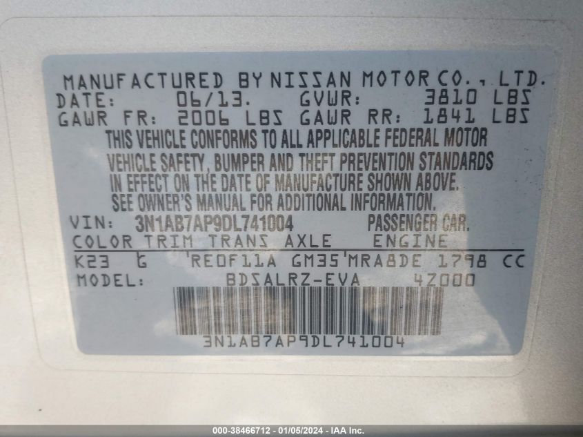 2013 NISSAN SENTRA SR - 3N1AB7AP9DL741004