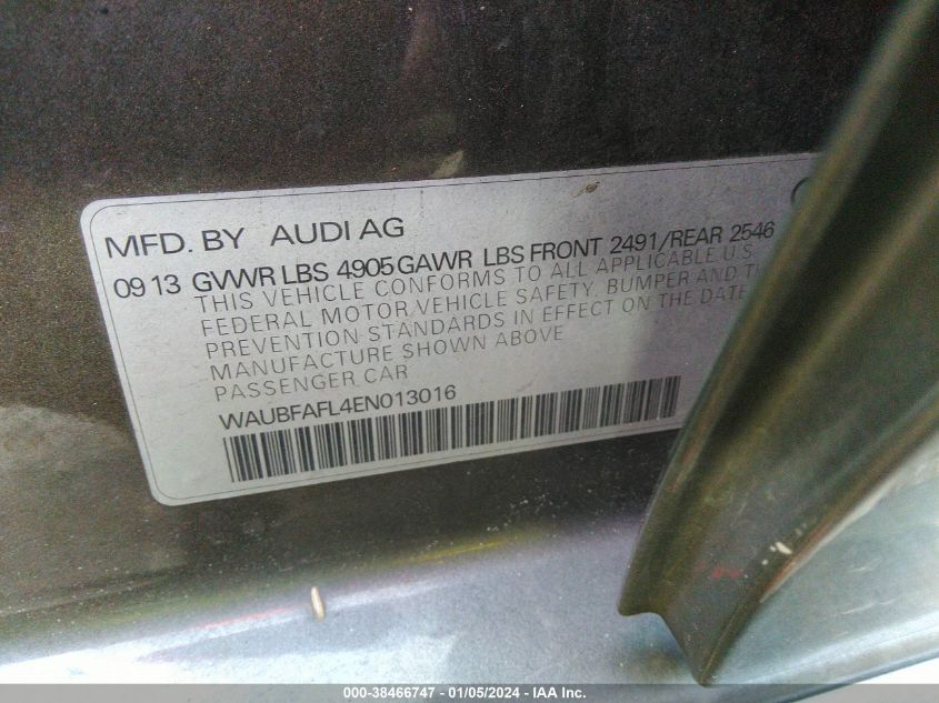 2014 AUDI A4 2.0T PREMIUM - WAUBFAFL4EN013016