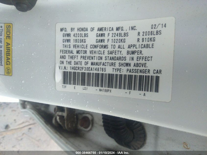 2014 HONDA ACCORD LX - 1HGCR2F30EA148765