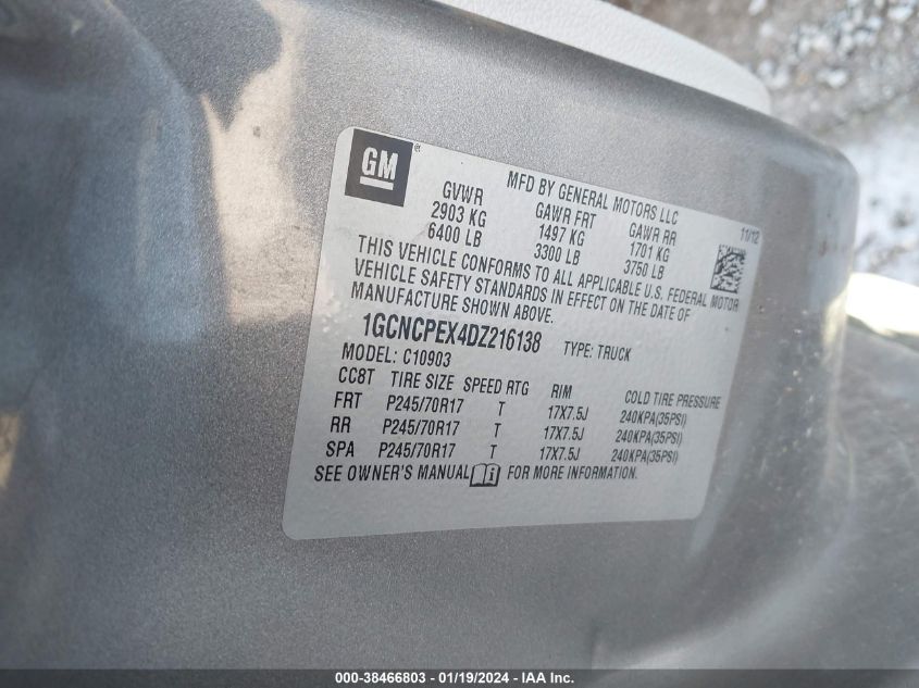 2013 CHEVROLET SILVERADO 1500 WORK TRUCK - 1GCNCPEX4DZ216138