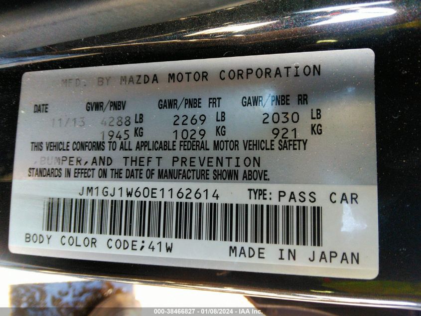 2014 MAZDA MAZDA6 I GRAND TOURING - JM1GJ1W60E1162614