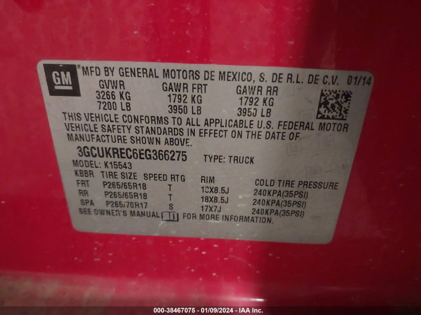 2014 CHEVROLET SILVERADO 1500 1LT - 3GCUKREC6EG366275