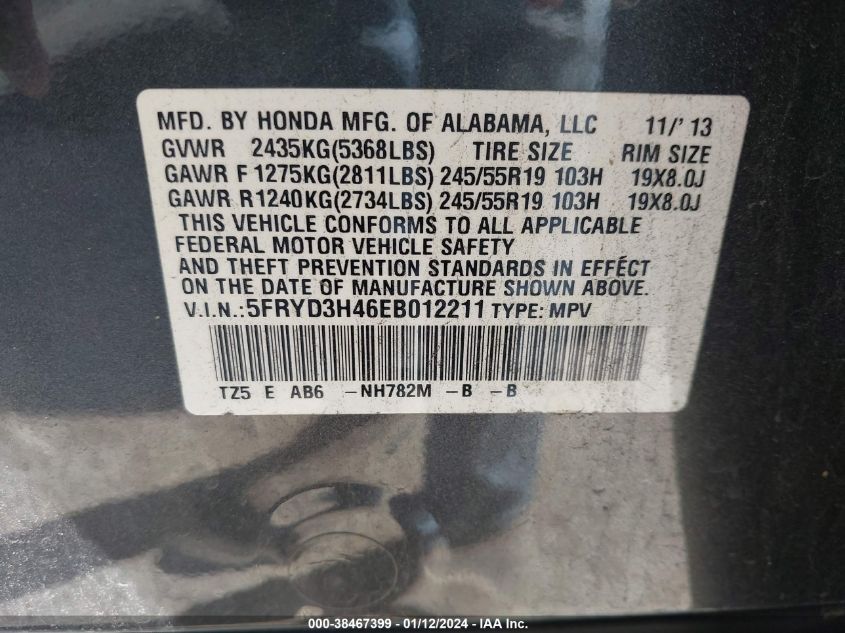 2014 ACURA MDX TECHNOLOGY - 5FRYD3H46EB012211