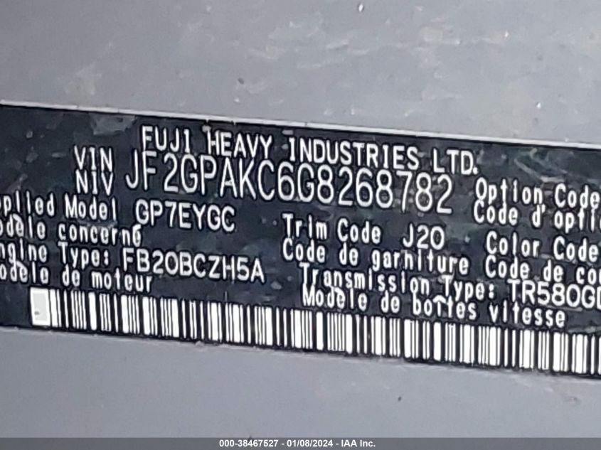 2016 SUBARU CROSSTREK LIMITED - JF2GPAKC6G8268782