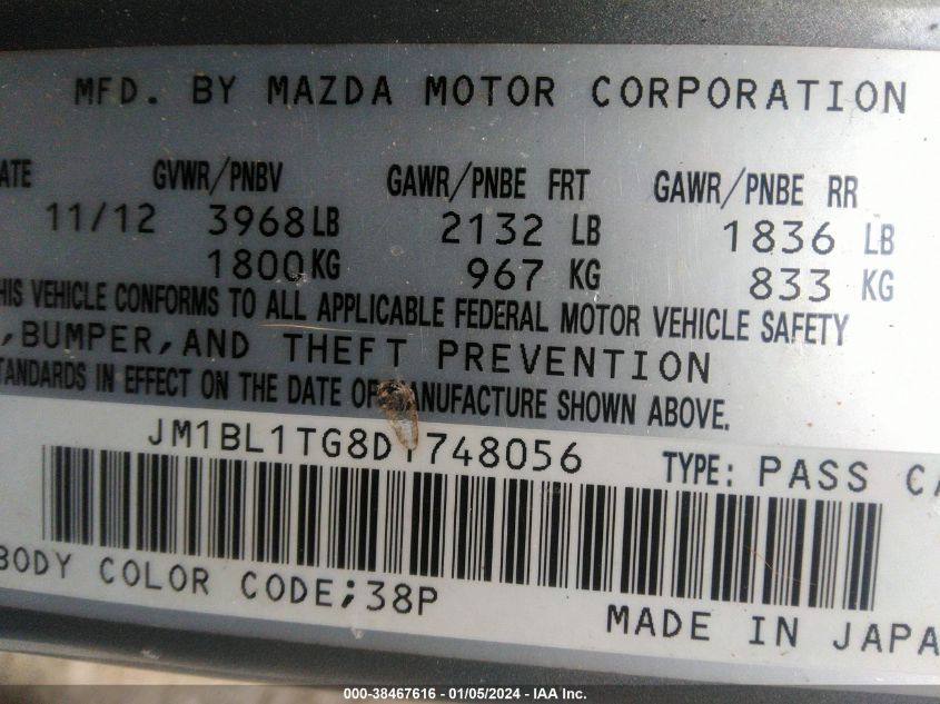 2013 MAZDA MAZDA3 I SV - JM1BL1TG8D1748056