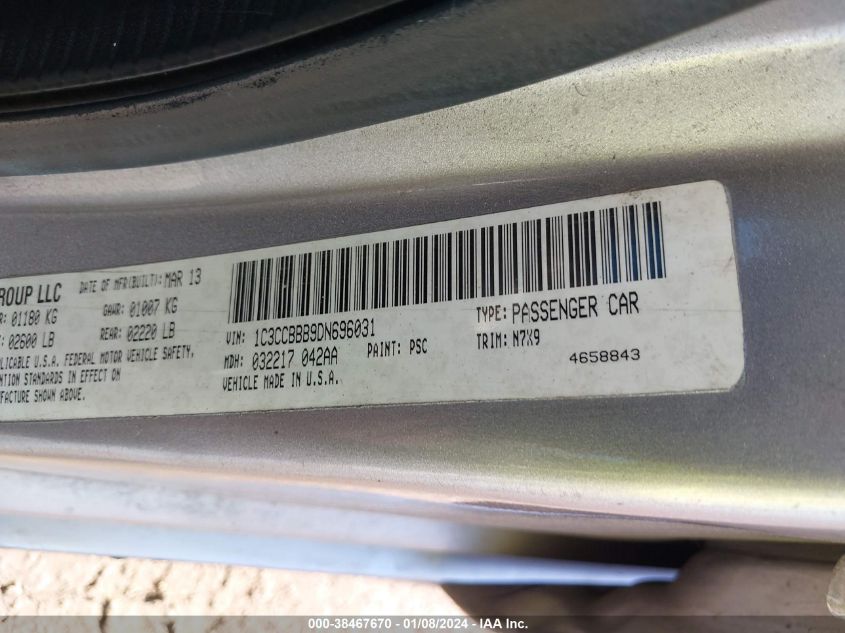 2013 CHRYSLER 200 TOURING - 1C3CCBBB9DN696031