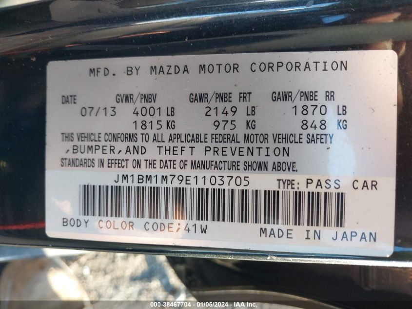 2014 MAZDA MAZDA3 I GRAND TOURING - JM1BM1M79E1103705