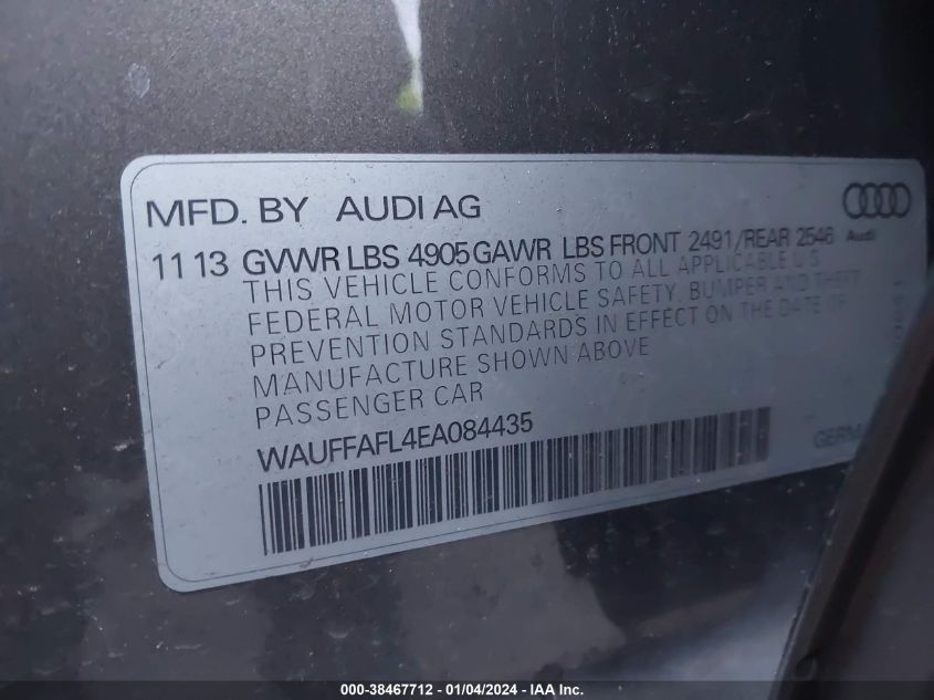 WAUFFAFL4EA084435 2014 AUDI A4, photo no. 9