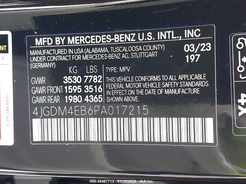 2023 MERCEDES-BENZ EQS 580 SUV 4MATIC - 4JGDM4EB6PA017215
