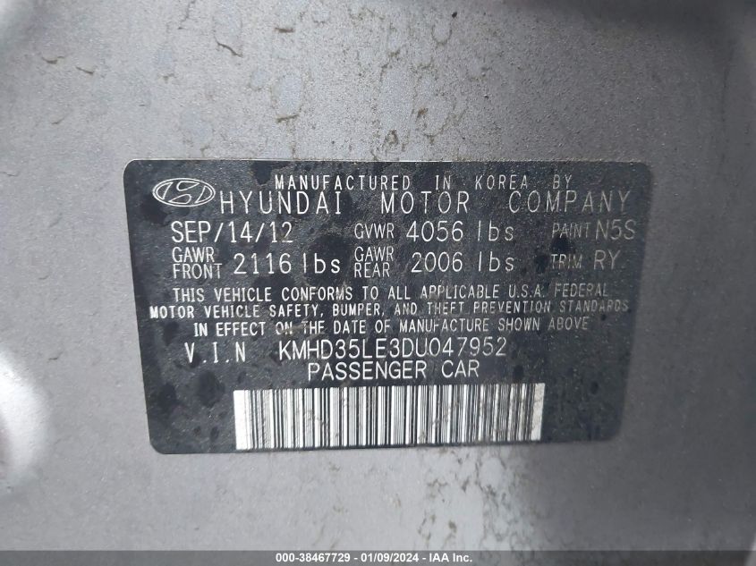 2013 HYUNDAI ELANTRA GT - KMHD35LE3DU047952