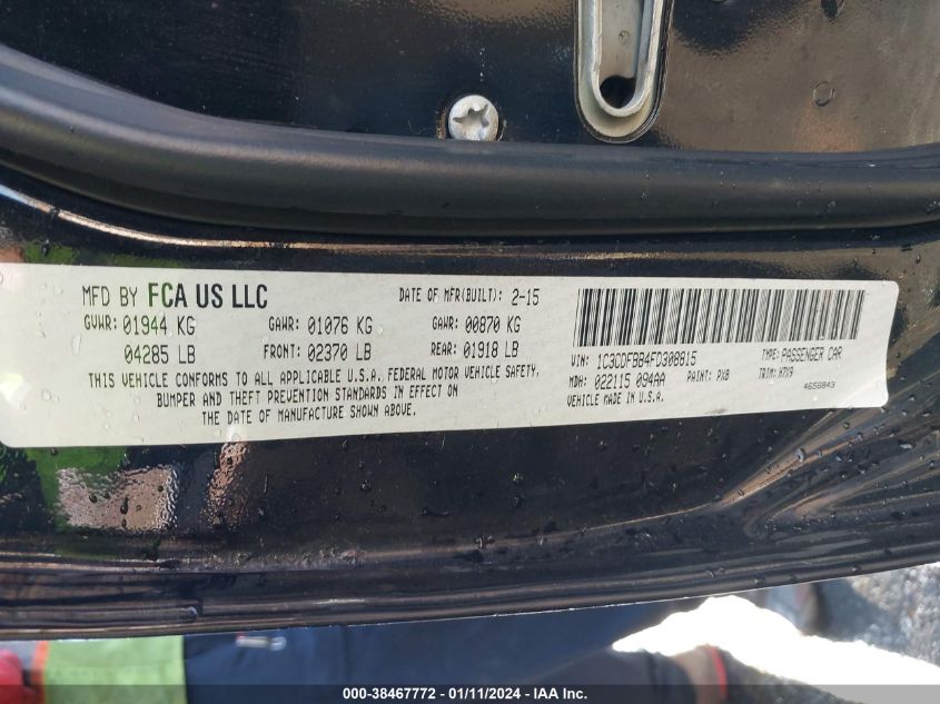 2015 DODGE DART SXT - 1C3CDFBB4FD308815