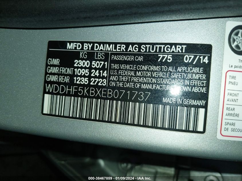 2014 MERCEDES-BENZ E 350 - WDDHF5KBXEB071737