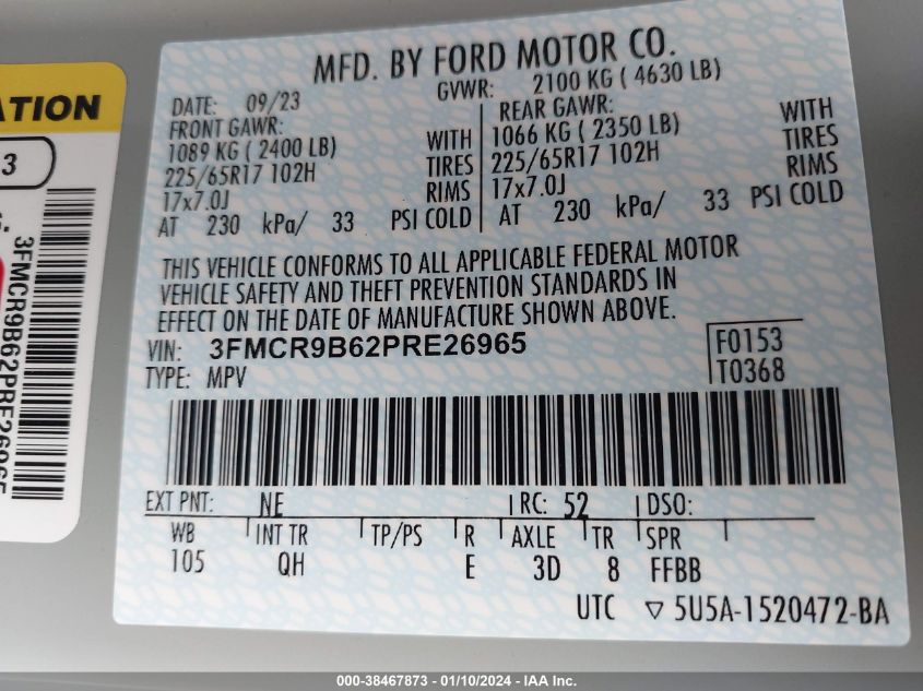 2023 FORD BRONCO SPORT BIG BEND - 3FMCR9B62PRE26965