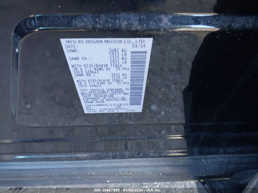 2014 INFINITI QX60 - 5N1AL0MM5EC531835