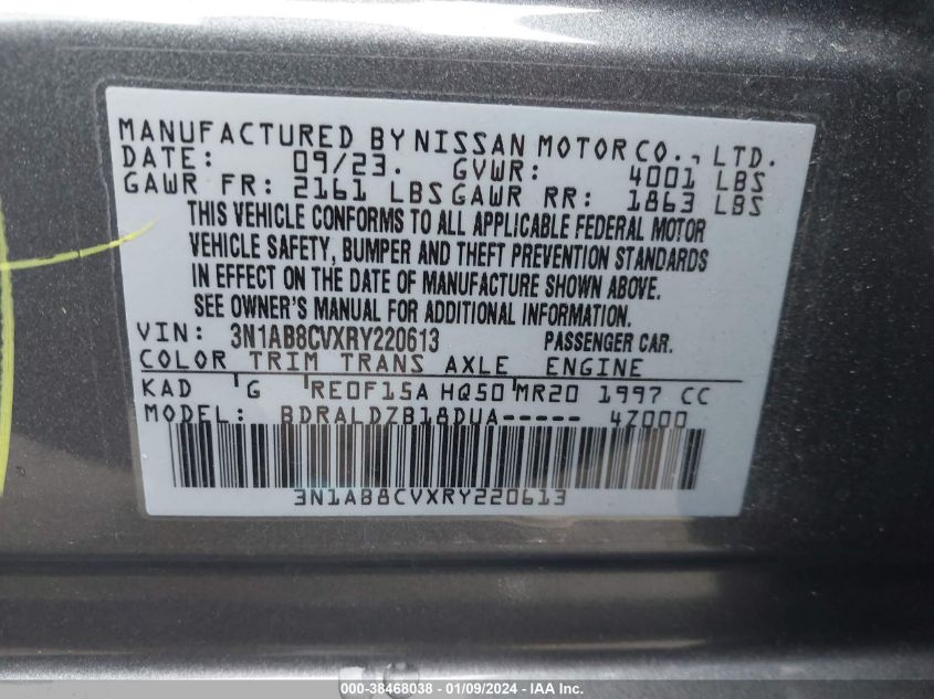 2024 NISSAN SENTRA SV - 3N1AB8CVXRY220613