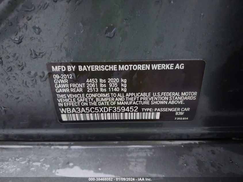 2013 BMW 328I - WBA3A5C5XDF359452