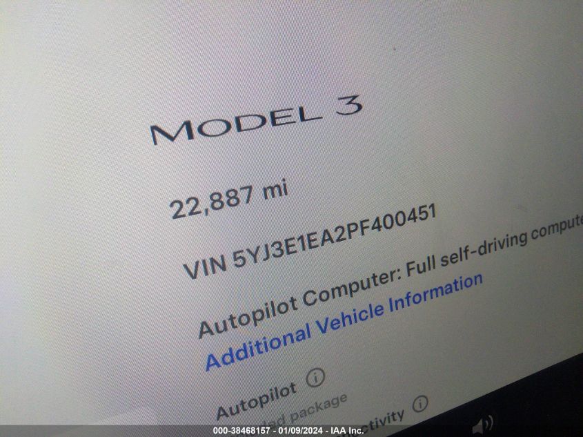 2023 TESLA MODEL 3 REAR-WHEEL DRIVE - 5YJ3E1EA2PF400451