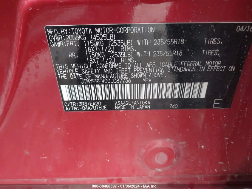 2016 TOYOTA RAV4 LIMITED - JTMYFREV0GJ087736